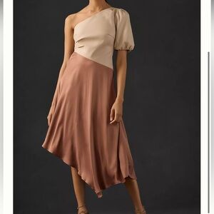 Anthropologie Asymmetrical One-Shoulder Dress faux leather NWT 2